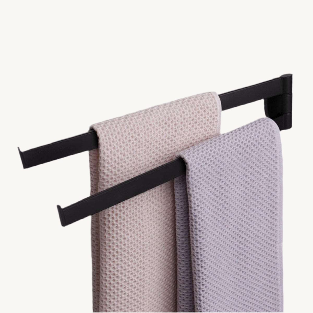 Handdoekhouder 2-armig stang mat zwart