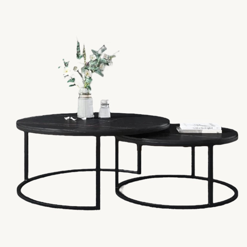 Salontafel Zwart Marmer Look - Set van 2 - 60 & 40 CM