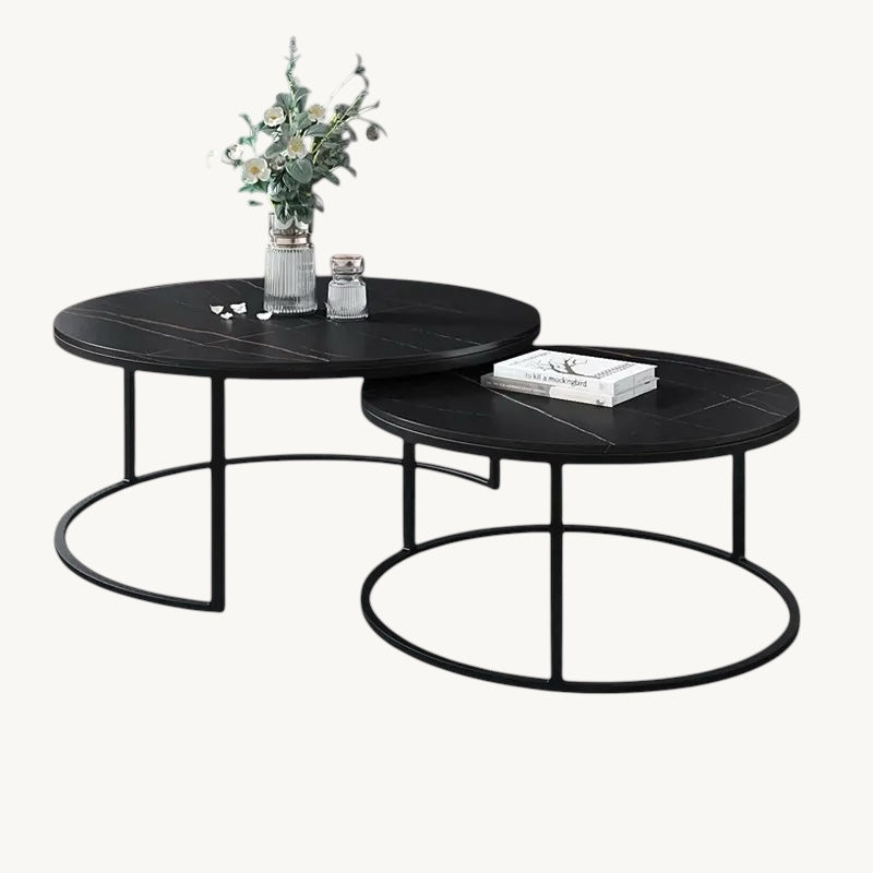 Salontafel Zwart Marmer Look - Set van 2 - 60 & 40 CM