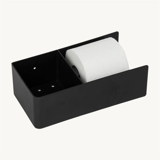 Toiletrolhouder Zwart met extra opbergvak