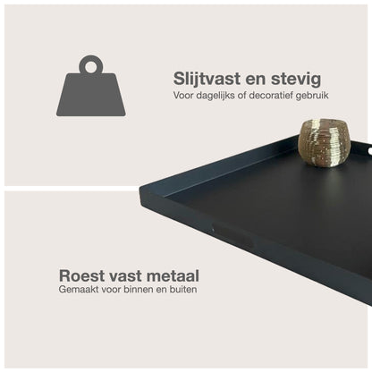 Dienblad vierkant metaal zwart 40cm
