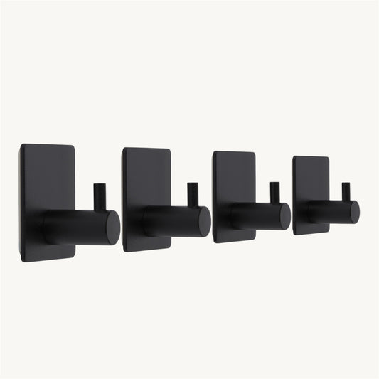 Handdoek haakjes zwart - 4 stuks