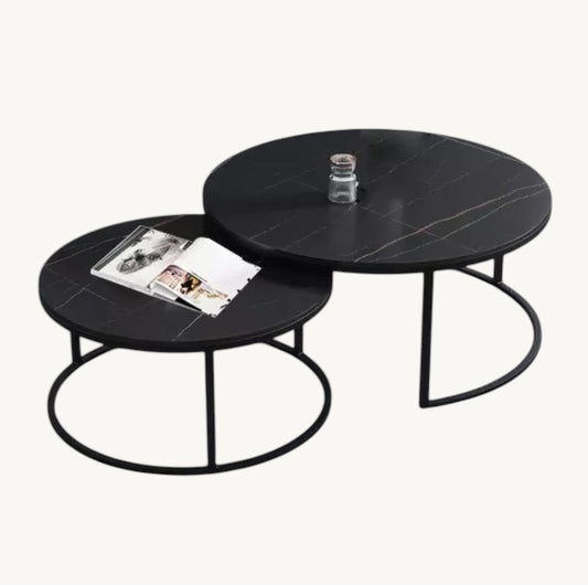 Salontafel Zwart Marmer Look - Set van 2 - 60 & 40 CM